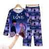 2026 Ropa de dormir infantil del sudeste asiático Conjunto shaggy de manga larga y pantalón largo para niños Ropa de casa de dibujos animados para niñas Demon Slayer