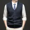 Chaleco Grueso de Punto con Cuello en V para Hombre, Nuevo Estilo Otoño/Invierno, Cárdigan Suéter Cálido Casual a la Moda para Personas de Mediana Edad y Mayores