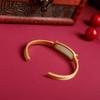 Pulsera de Oro Estilo Antiguo con Plata Pura Hetian Incrustada, Pulsera Abierta Vintage Estilo Chino para Novia