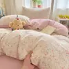 Juego de ropa de cama de tres piezas de gasa de doble capa para dormitorio estudiantil, funda de edredón individual, sábana bajera, sábana encimera, accesorios de ropa de cama