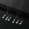 Conjunto de Collar y Pendientes de Perla de Imitación Forma de Gota de Agua, Conjunto de Joyería Simple y Elegante, Conjunto de Dos Piezas con Diseño Dulce