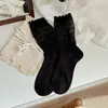 Calcetines de seda estilo Miu inspirados en el ballet para mujer, calcetines de verano finos de caña media Lolita JK con ribete de encaje y diseño fruncido