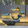 Adorno de Escultura de Cinta Irregular de Acero Inoxidable Escultura de Fuente de Agua Park City Escultura de Lugar Pintoresco Decoración de Patio Personalizable