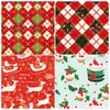 12 Piezas de Papel de Decoración Material de Decoración Manual de Empaque de Regalo de Nochebuena Cuadros Rojos y Verdes Base de Papel Decoración Transfronterizo
