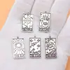 Juego de 5 Colgantes Pequeños de Tarot de Plata Antigua, Accesorios de Joyería, 5 Estilos, 1 de Cada Uno, Cada Juego Pesa Aproximadamente 14g
