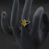 Anéis de Diamante Colorido com Corte Marquise Transmitidos ao Vivo no TikTok Transfronteiriços, Anéis de Diamante Coloridos Amarelo Elegante, Azul Marinho, Azul Profundo, Roxo Ajustáveis