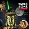 Estilo Nuevo Forma de Cabeza de Buda A prueba de Viento Llama Verde Encendedor Cuerpo de Aleación Encendedor Recargable de Moda Regalo para Hombres Venta al por Mayor