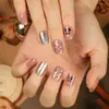 Uñas Portátiles de Navidad Copo de Nieve Amor Brillo Manicura Uñas Postizas Cortas Almendra Mariposa Uñas Largas Europeas y Americanas Venta al por Mayor