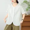 Ropa de Verano 2026 Estilo Japonés Estampado de Puntos Coloridos Cuello Alto Holgado Cárdigan para Mujer Camisa de Manga Corta