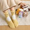 Calcetines de Coral Fleece hasta la pantorrilla para Mujer, Nuevos Calcetines Transfronterizos para el Hogar hasta la pantorrilla, Calcetines Gruesos de Toalla, Calcetines de Medio Forro Polar para Mujer, Dibujos Animados Tridimensionales
