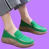 Sapatos Casuais, Sapatos Femininos de Couro Macio com Solado Grosso, Novos Estilos de Mocasins Femininos para Primavera e Outono, Sapatos de Balanço Slip-On