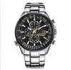 2024 comercio exterior transfronterizo reloj para hombre wish AliExpress 4 botones seis agujas cronometraje ciudad de hierro correa de hierro correa de acero suministro explosivo
