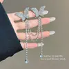 Brinco de Presilha Borboleta Diamante Explosivo com Franja Acessórios para Vestido de Noiva Super Brilhante Moderno Elegante de Alto Padrão Brincos Femininos Únicos