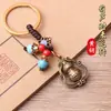 Pingente de Cabacinha em Latão Puro para Boa Sorte e Fortuna, Presente Cultural Vintage, Pingente para Chaveiro de Carro, Acessório de Enfeite Giratório