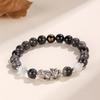 Pulsera de Cuentas de Cristal Pixiu de Plata 999 Negra y Roja Dios de la Riqueza Pareja Personalidad Moda Ojo de Gato Pulsera de Piedra Venta al por Mayor