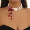 Collar con borlas y gotas de sangre de viento gótico para mujer, joyería transfronteriza de comercio exterior europeo y americano, gargantilla de cuentas para Halloween