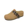 Zapatos Birkenstock estilo casual para mujer 2026 nuevo estilo zuecos cerrados suela blanda slip-on zapatos perezosos correa de cuero decoración zapatos individuales