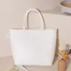 Elegante bolso de mano de paja de color liso de gran capacidad, nueva y moderna cesta tejida a mano, bolso tejido de plástico casual