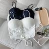 Top de tubo superior de diseño versátil con copa fija integrada y correa de cintura con cordones para chica sexy de verano para mujer