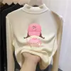 Camiseta térmica de forro polar para niña con cuello alto medio, ropa infantil de dibujos animados para primavera/otoño/invierno, top interior cálido para niños, moderno