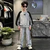 Roupas infantis meninos roupas de outono conjunto de moletom 2026 novo estilo primavera e outono crianças médias e mais velhas esportes outono menino bonito estiloso