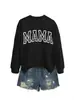 Amazon Ebay Site Independente Casual Confortável Feminino Mama Letra Maiúscula Vazada Outono e Inverno Gola Redonda Manga Longa Moletom