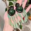 Estilo Vintage Retro Francés Hong Kong Monet Medieval Clip para Oreja Pendientes de Perla Pendientes Verdes Joyería Femenina para Orejas