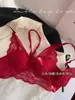 Ropa interior de encaje para colgar en el cuello transfronteriza para mujer, realce de pecho pequeño, pura seducción, sujetador francés sexy con tiras apiladas