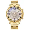 Reloj de Cuarzo para Hombre Negocios Ocio Moda Esfera Grande Correa de Acero Aleado Luz Azul Tres Ojos Reloj de Cuarzo para Hombre