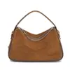 Bolsa Feminina de Couro Genuíno Camurça Modelo Novo 2026, Bolsa Dumpling Vintage e Estilosa, Bolsa Transversal Versátil e de Alta Qualidade