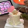 Decoração de Bolo Ornaments para o Dia dos Namorados Chinês de 2025 Urso e Gatinho Jenga Casal Confissão Cartão Coração Plug-in