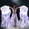 Abanico largo de seda degradado LED luminoso para danza, abanico de danza, accesorios de danza del vientre, actuación en bar, abanico multicolor