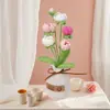 Tulipán de Color Graduado Terminado, Prímula, Orquídea Mariposa, Jarrón de Lana, Planta en Maceta, Adorno de Decoración para el Hogar, Bonsái de Escritorio