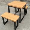 Restaurante Chino Simple Madera Maciza Juego Completo de Mesas Largas y Sillas Cantina Escolar Hierro Retro Combinación de Mesa Larga de Comedor y Sillas