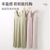 Vestido Longo Polly Jia Fox Feminino Sem Mangas Peça Única Anti-impacto Tamanho Grande com Bojo Para Usar por Cima Roupa de Casa Camisola