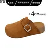 Zapatos Birkenstock sin cordones para mujer, de cuero genuino, ultrasuaves, con suela gruesa, mules de punta cerrada sin tacón, zapatos cómodos, zapatos de un solo color