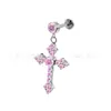 Pendientes Colgantes de Cruz de Aleación de Titanio F136 con Circonita Completa, Tachuelas para Cartílago Auricular, Joyería con Rosca Interna de Titanio G23, Cabezas de Pendientes