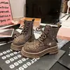 Botas Martin femininas forradas com strass 2026 novo modelo estampa de leopardo totalmente com strass botas curtas de cadarço luxuosas plataforma de sola grossa botas de motociclista para mulheres
