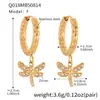 Pendientes de Libélula Omaca Estilo Lujo Accesible Europeo y Americano Microincrustados con Circonita y Diamantes Pendientes Clip para Hélice Geométrica de Nicho Pendientes para Mujer