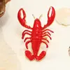 Moda Transfronteriza Europea y Americana Set de Anillo de Pulsera de Metal Pintura al Óleo de Langosta Joyería de Mano Abierta para Mujer