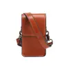 Bolsa de Teléfono de Cuero PU Vintage para Mujer, Bolso Cruzado Mini Vertical con Tapa abatible, Bolsita de Hombro para Teléfono Regalo Personalizable con Logo