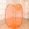 Fornecimento direto da fábrica cesto de roupa suja monocromático cesto de roupa suja dobrável malha respirável cesta de armazenamento simples grande capacidade cesta de utilidades