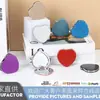 Espejo de Maquillaje en Forma de Corazón, Espejo Pequeño Plegable, Pequeño Regalo Promocional, Mayoreo, Logo en Bolsa, Espejo Portátil, Color Dorado