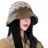 Gorro de Pescador Tejido de Lana Estilo Fair Isle para Mujer en Otoño e Invierno Estilo Coreano Cara Pequeña Cálido Circunferencia de Cabeza Grande Gorro de Lana