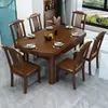Nuevo Juego de Mesa y Sillas de Comedor de Madera Maciza Estilo Chino, Mesa Redonda Plegable Convertible de Doble Uso Cuadrada/Redonda Extensible, Mesa de Comedor para Apartamento Pequeño en Casa