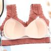 Sujetador deportivo tipo tubo con encaje, espalda en U grande, sin costuras, cruzado, con base de sujetador, ropa interior ligera anti-correr para mujer