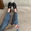 559 Huidong Yixinda Camellia Love_Hebilla Moneda de Oro Pequeña Suela Gruesa Mocasines Perezosos Zapatos Individuales para Mujer Zapatos de Cuero Pequeños
