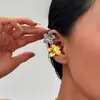 Dazan Em Estoque Titânio Banho de Ouro a Vácuo 18K Ins Brinco de Moda Conjunto Estilo Casual Oceano de Verão Ear Cuff