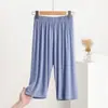 Pantalones Capri Antiexposición Delgados de Modal para Mujer, Verano Holgados Deportivos para Casa Casual de Pierna Ancha, Tallas Grandes