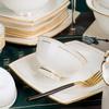 Vajilla de Cerámica Juego de Platos Dorados Chinos Regalo Práctico Venta al por Mayor Juego Europeo de Tazones y Palillos de Porcelana Fina